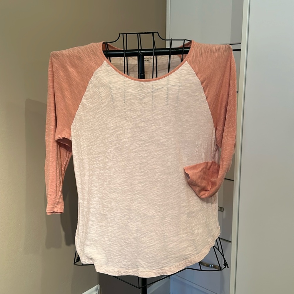 Madewell baseball tee in dusty rose and salmon XL